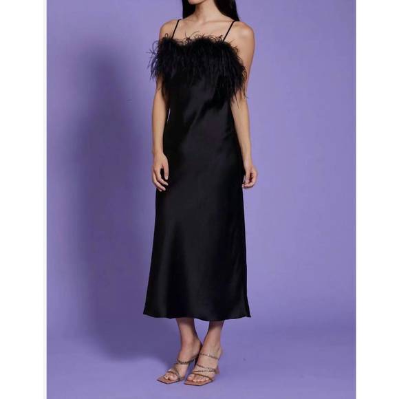 SANDRINE ONE SHOULDER FEATHER DRESS (TEAL) - LUCY PARIS